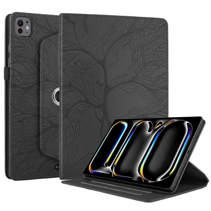 For iPad Pro 13 2024 Tree Life Embossed Rotation Leather Smart Tablet Case(Black) - iPad Pro 13 2024 Cases by buy2fix | Online Shopping UK | buy2fix