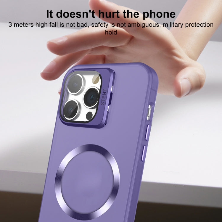 For iPhone 15 Plus Skin Feel CD Texture MagSafe Lens Holder Phone Case(Dark Purple) - iPhone 15 Plus Cases by buy2fix | Online Shopping UK | buy2fix