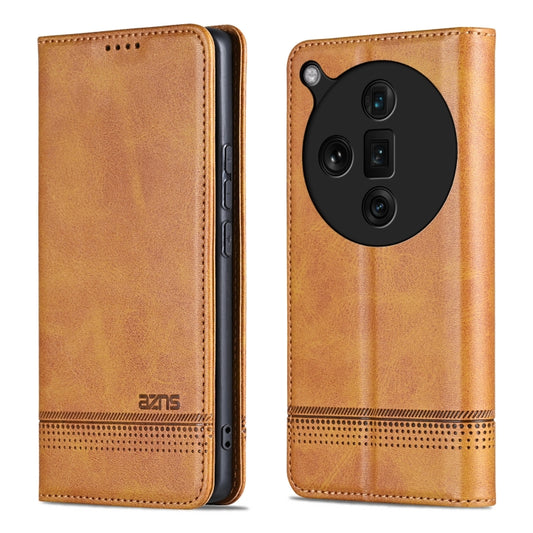 For OPPO Find X7 Ultra AZNS Magnetic Calf Texture Flip Leather Phone Case(Light Brown) - OPPO Cases by AZNS | Online Shopping UK | buy2fix