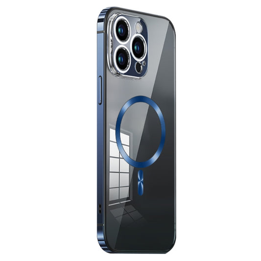For iPhone 13 Pro Max MagSafe Magnetic Stainless Steel Frame Transparent TPU Phone Case(Sierra Blue) - iPhone 13 Pro Max Cases by buy2fix | Online Shopping UK | buy2fix