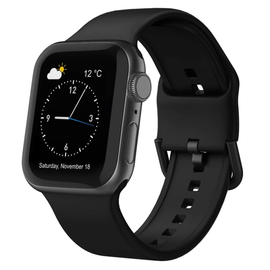 For Apple Watch Series 7 41mm Pin Buckle Silicone Watch Band(Black) - Watch Bands by buy2fix | Online Shopping UK | buy2fix