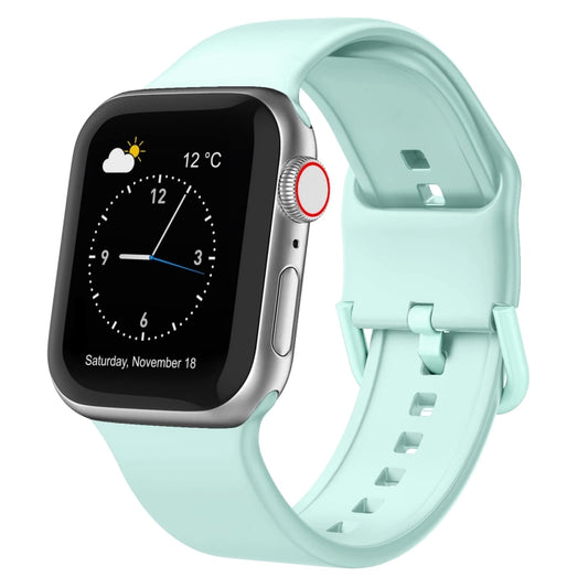 For Apple Watch Series 3 38mm Pin Buckle Silicone Watch Band(Mint Green) - Watch Bands by buy2fix | Online Shopping UK | buy2fix