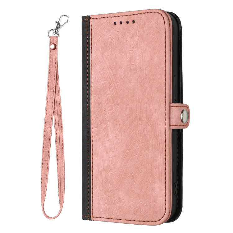 For iPhone SE 2024 Side Buckle Double Fold Hand Strap Leather Phone Case(Pink) - More iPhone Cases by buy2fix | Online Shopping UK | buy2fix