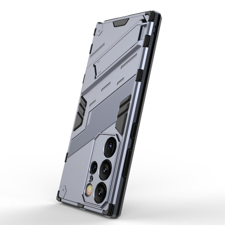 For Samsung Galaxy S24 Ultra 5G Punk Armor 2 in 1 PC + TPU Shockproof Phone Case with Invisible Holder(Grey) - Galaxy S24 Ultra 5G Cases by buy2fix | Online Shopping UK | buy2fix