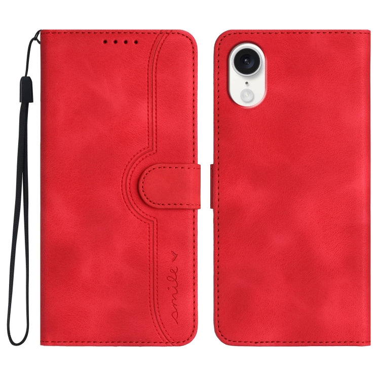 For iPhone SE 2024 Heart Pattern Skin Feel Leather Phone Case(Red) - More iPhone Cases by buy2fix | Online Shopping UK | buy2fix