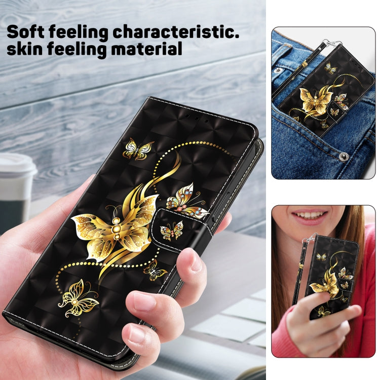 For iPhone 16 3D Painted Leather Phone Case(Golden Swallow Butterfly) - iPhone 16 Cases by buy2fix | Online Shopping UK | buy2fix