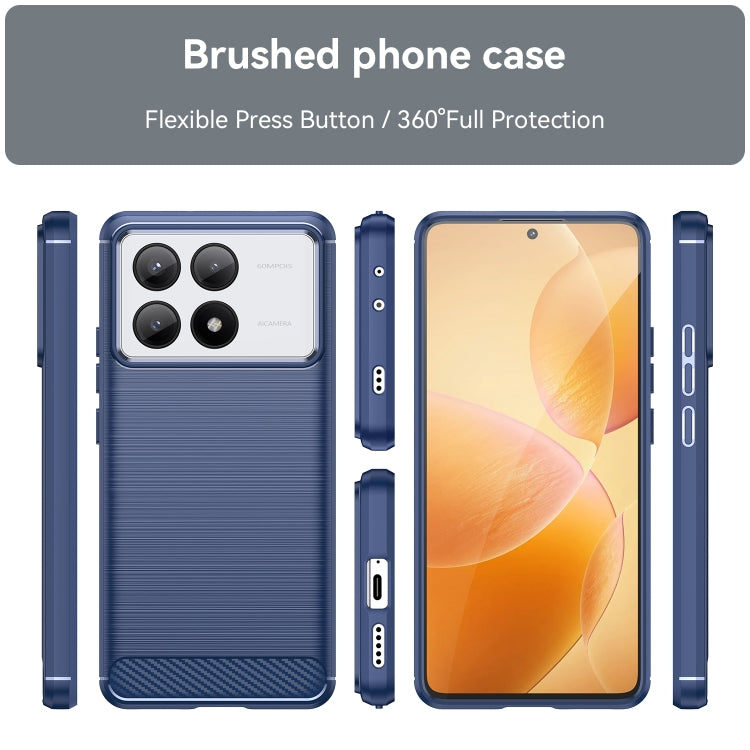 For Xiaomi Redmi K70E Brushed Texture Carbon Fiber TPU Phone Case(Blue) - K70E Cases by buy2fix | Online Shopping UK | buy2fix