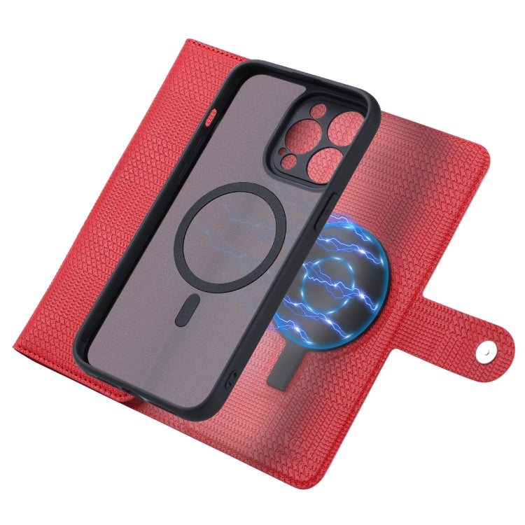 For iPhone 14 Plus ViLi GHB Series MagSafe Magnetic Zipper Leather Phone Case(Red) - iPhone 14 Plus Cases by ViLi | Online Shopping UK | buy2fix