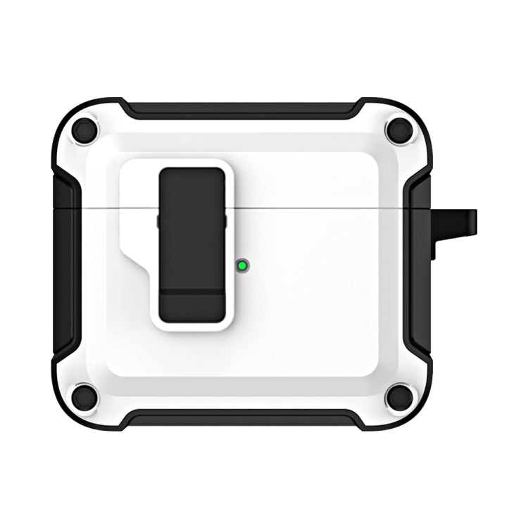 For AirPods 3 TPU + PC Wireless Bluetooth Earphone Protective Case with Switch Lock & Hook(White) - For AirPods 3 by buy2fix | Online Shopping UK | buy2fix