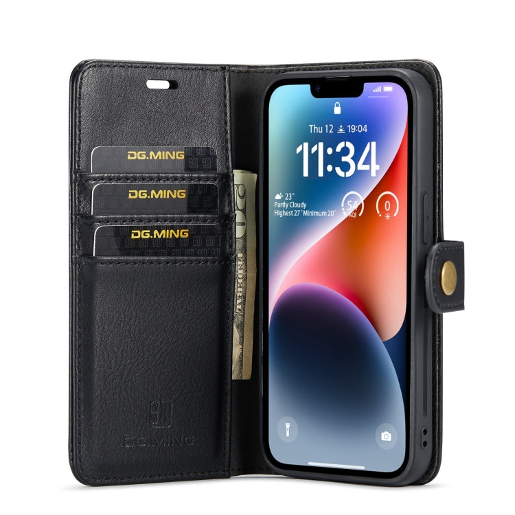 For iPhone 15 DG.MING Crazy Horse Texture Detachable Magnetic Leather Phone Case(Black) - iPhone 15 Cases by DG.MING | Online Shopping UK | buy2fix