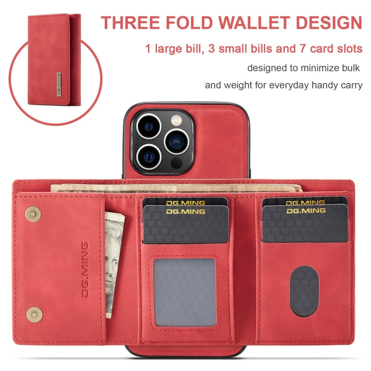 For iPhone 15 Pro Max DG.MING M1 Series 3-Fold Multi Card Wallet Leather Phone Case(Red) - iPhone 15 Pro Max Cases by DG.MING | Online Shopping UK | buy2fix