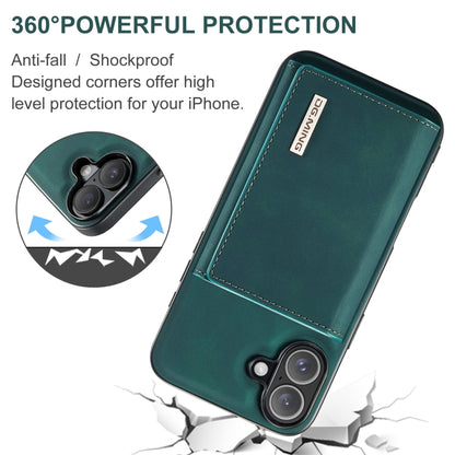 For iPhone 16 Plus DG.MING M1 Series 3-Fold Multi Card Wallet Leather Phone Case(Green) - iPhone 16 Plus Cases by DG.MING | Online Shopping UK | buy2fix