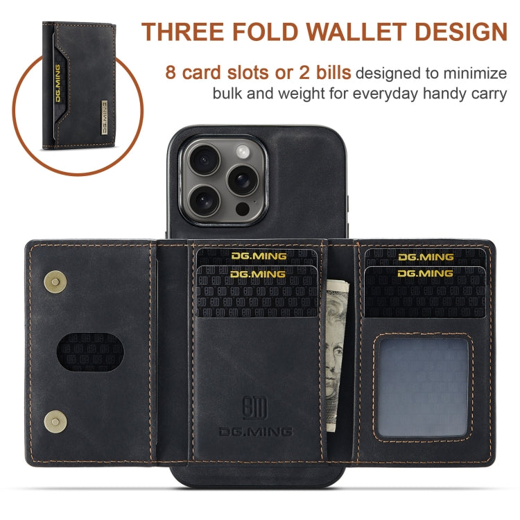 For iPhone 16 Pro Max DG.MING M2 Series 3-Fold Card Bag Wallet Leather Phone Case(Black) - iPhone 16 Pro Max Cases by DG.MING | Online Shopping UK | buy2fix