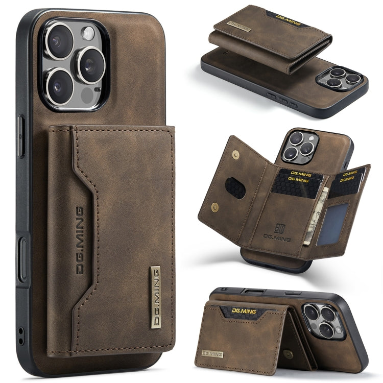 For iPhone 16 Pro Max DG.MING M2 Series 3-Fold Card Bag Wallet Leather Phone Case(Coffee) - iPhone 16 Pro Max Cases by DG.MING | Online Shopping UK | buy2fix