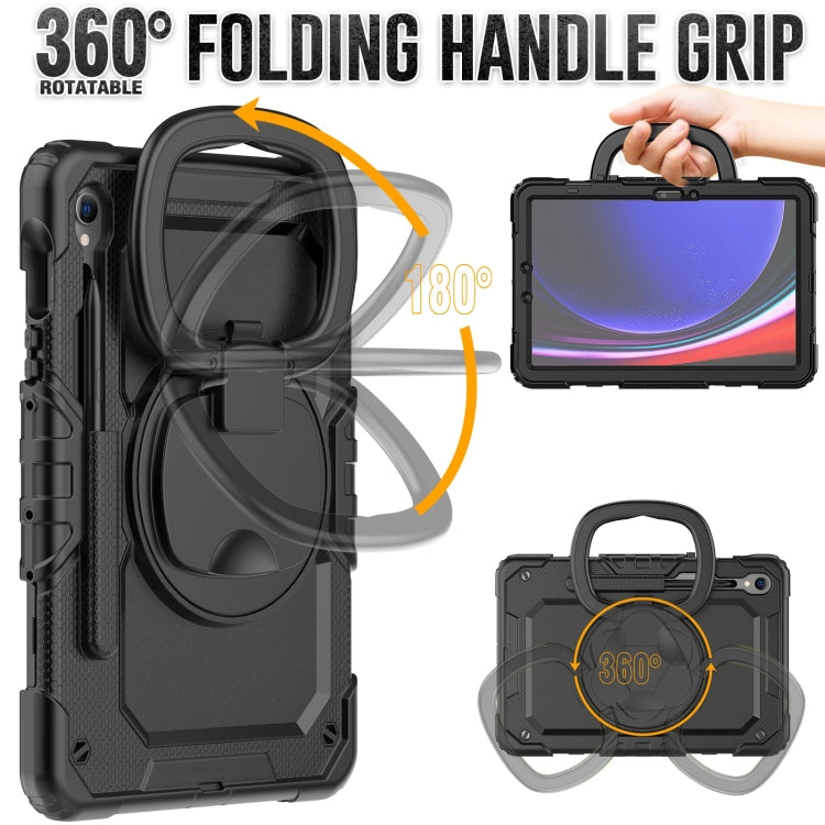 For Samsung Galaxy Tab S9 D Type Silicone Hybrid PC Tablet Case with Handle Holder(Black) - Galaxy Tab S9 Cases by buy2fix | Online Shopping UK | buy2fix