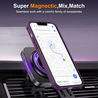 For iPhone 15 Plus MagSafe Magnetic Rotating Holder Phone Case(Purple) - iPhone 15 Plus Cases by buy2fix | Online Shopping UK | buy2fix