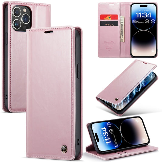 For iPhone 15 Pro CaseMe 003 Crazy Horse Texture Leather Phone Case(Rose Gold) - iPhone 15 Pro Cases by CaseMe | Online Shopping UK | buy2fix