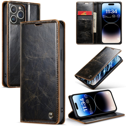 For iPhone 15 Pro CaseMe 003 Crazy Horse Texture Leather Phone Case(Coffee) - iPhone 15 Pro Cases by CaseMe | Online Shopping UK | buy2fix