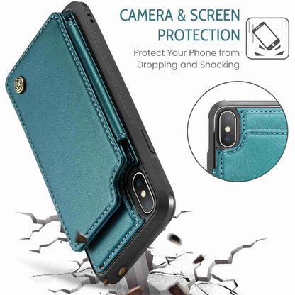 For iPhone XS Max CaseMe C22 Card Slots Holder RFID Anti-theft Phone Case(Blue Green) - More iPhone Cases by CaseMe | Online Shopping UK | buy2fix