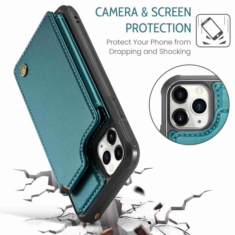 For iPhone 11 Pro CaseMe C22 Card Slots Holder RFID Anti-theft Phone Case(Blue Green) - iPhone 11 Pro Cases by CaseMe | Online Shopping UK | buy2fix