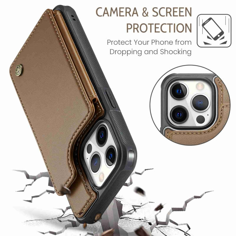 For iPhone 12 Pro Max CaseMe C22 Card Slots Holder RFID Anti-theft Phone Case(Brown) - iPhone 12 Pro Max Cases by CaseMe | Online Shopping UK | buy2fix