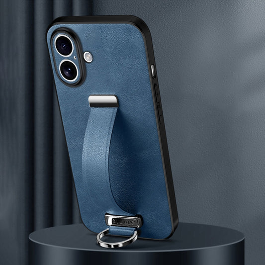 For iPhone 16 Plus SULADA Tide Cool Series PC + Leather Texture Skin Feel Phone Case(Blue) - iPhone 16 Plus Cases by SULADA | Online Shopping UK | buy2fix