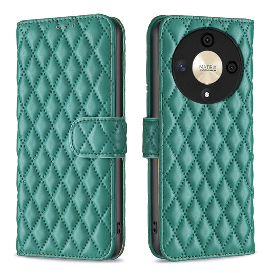 For Honor X9b/Magic6 Lite 5G Diamond Lattice Wallet Flip Leather Phone Case(Green) - Honor Cases by buy2fix | Online Shopping UK | buy2fix