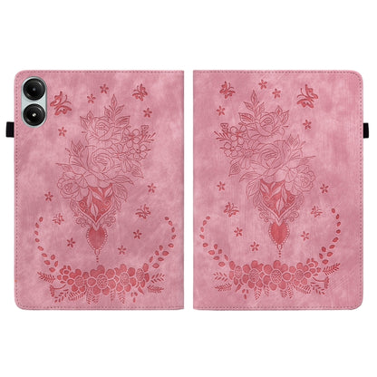 For Xiaomi Redmi Pad Pro 12.1 Butterfly Rose Embossed Leather Tablet Case(Pink) - More Tablet Cases by buy2fix | Online Shopping UK | buy2fix