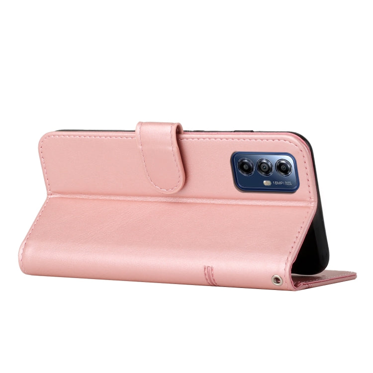 For Motorola Moto G Play 5G 2024 Stitching Calf Texture Buckle Leather Phone Case(Rose Gold) - Motorola Cases by buy2fix | Online Shopping UK | buy2fix