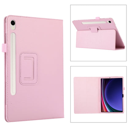 For Samsung Galaxy Tab S9 Litchi Texture Leather Tablet Case with Holder(Pink) - Other Galaxy Tab PC by buy2fix | Online Shopping UK | buy2fix