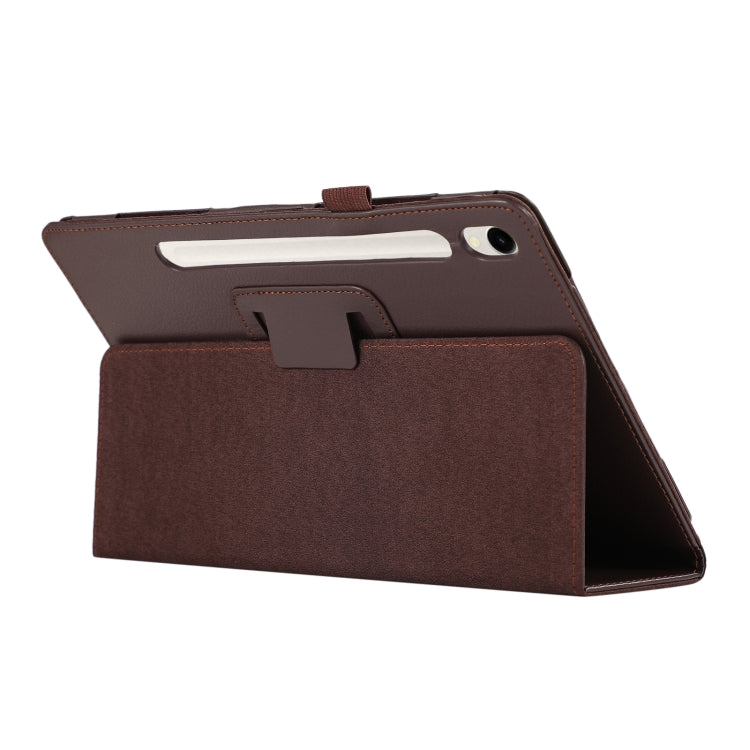 For Samsung Galaxy Tab S9 Ultra Litchi Texture Leather Tablet Case with Holder(Brown) - Other Galaxy Tab PC by buy2fix | Online Shopping UK | buy2fix