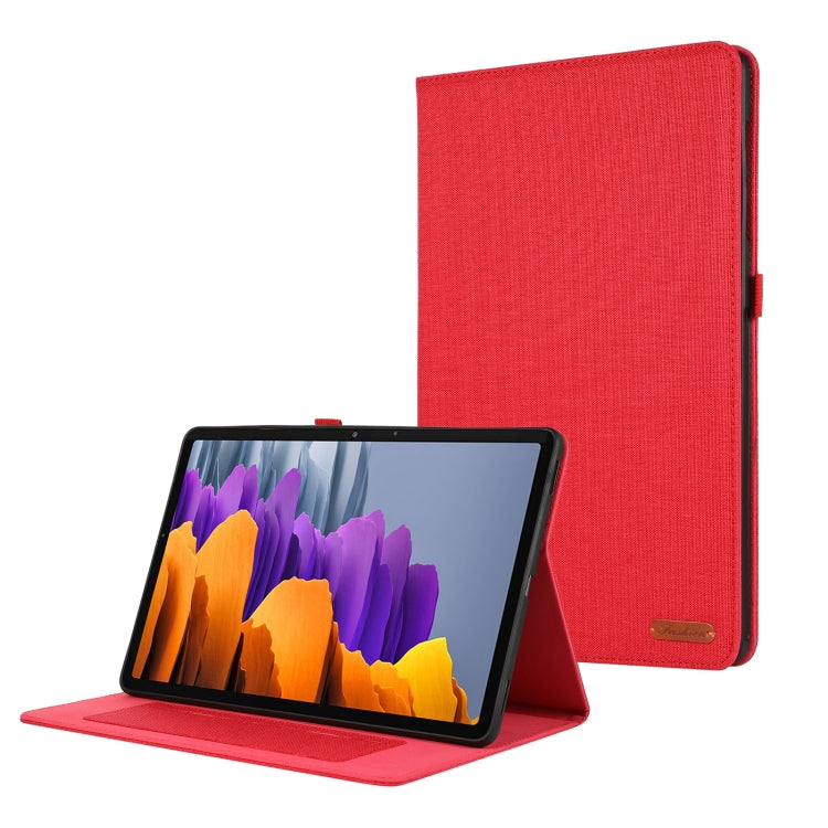 For Samsung Galaxy Tab S9 Ultra Horizontal Flip TPU + Fabric PU Leather Tablet Case(Red) - Galaxy Tab S9 Ultra Cases by buy2fix | Online Shopping UK | buy2fix