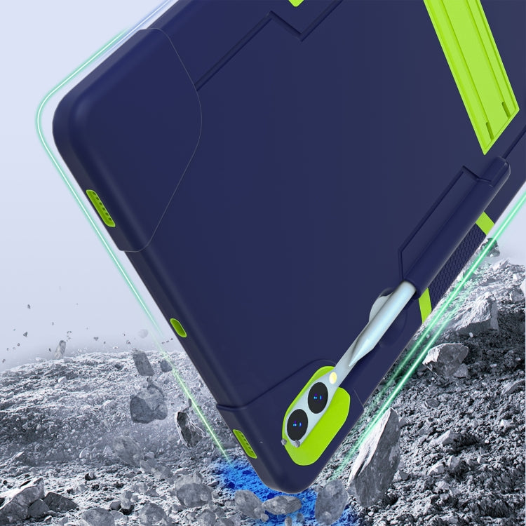 For Samsung Galaxy Tab S9+ Contrast Color Silicone PC Tablet Case with Holder(Navy Blue + Green) - Galaxy Tab S9+ Cases by buy2fix | Online Shopping UK | buy2fix