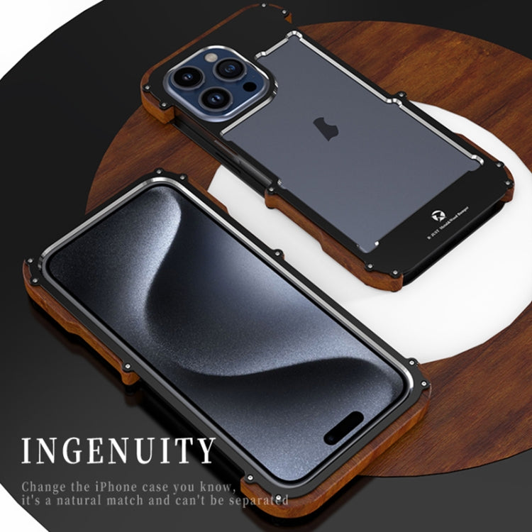 For iPhone 16 R-JUST Ironwood Generation Metal Hybrid Wood Phone Case - iPhone 16 Cases by R-JUST | Online Shopping UK | buy2fix