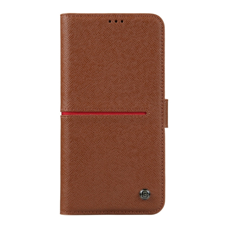 For iPhone 15 GEBEI Top-grain Horizontal Flip Leather Phone Case(Brown) - iPhone 15 Cases by GEBEI | Online Shopping UK | buy2fix