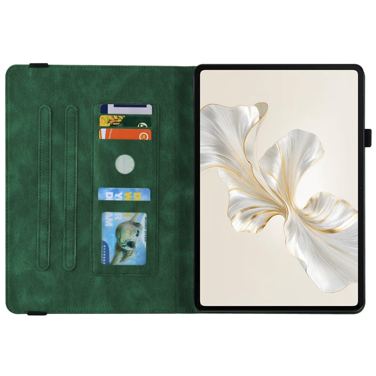 For Honor Pad 9 12.1 Butterfly Flower Embossed Leather Tablet Case(Green) - Honor by buy2fix | Online Shopping UK | buy2fix