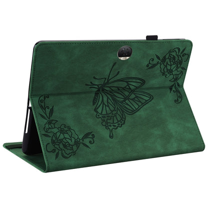 For Honor Pad 9 12.1 Butterfly Flower Embossed Leather Tablet Case(Green) - Honor by buy2fix | Online Shopping UK | buy2fix