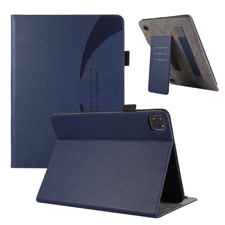 For iPad Pro 11 2024 Litchi Texture Leather Sucker Tablet Case(Dark Blue) - iPad Pro 11 2024 Cases by buy2fix | Online Shopping UK | buy2fix