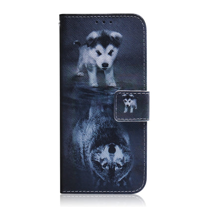 For Motorola Moto G Play 4G 2024 Coloured Drawing Flip Leather Phone Case(Wolf and Dog) - Motorola Cases by buy2fix | Online Shopping UK | buy2fix