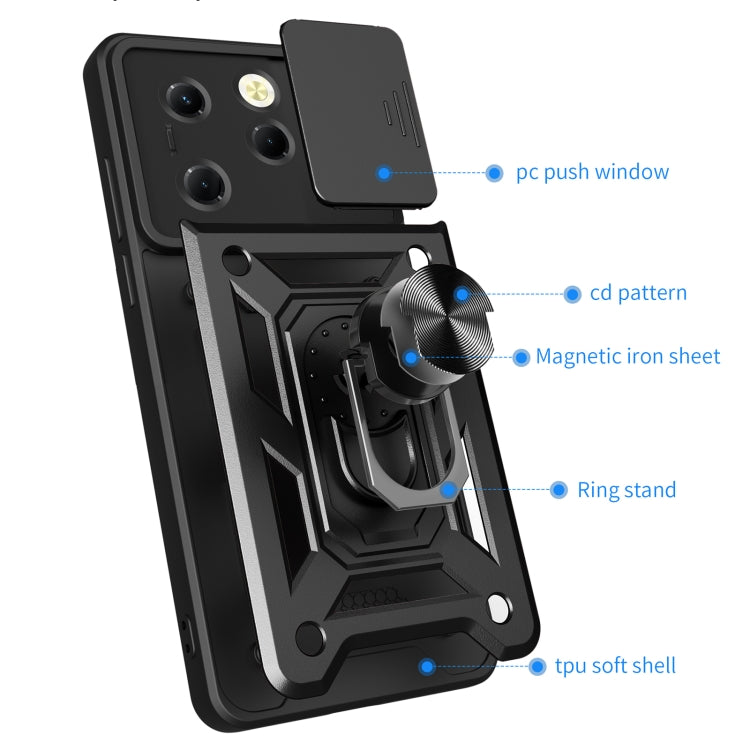 For Infinix Hot 40 / 40 Pro 4G Sliding Camera Cover Design TPU+PC Phone Case(Black) - Infinix Cases by buy2fix | Online Shopping UK | buy2fix