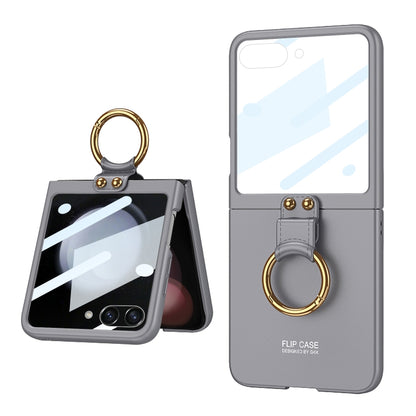 For Samsung Galaxy Z Flip5 GKK Integrated Ultra-thin PC Ring Holder Phone Case(Grey) - Galaxy Z Flip5 Cases by GKK | Online Shopping UK | buy2fix