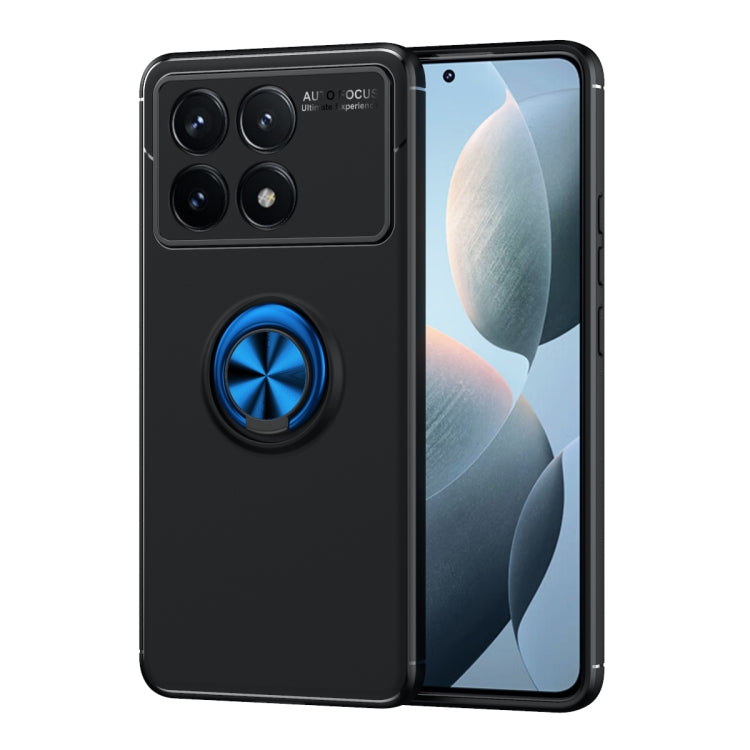 For Xiaomi Redmi K70 / K70 Pro Metal Ring Holder TPU Phone Case(Black+Blue) - K70 Pro Cases by buy2fix | Online Shopping UK | buy2fix