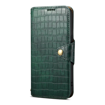 For iPhone 16 Plus Denior Crocodile Texture Oil Edge Leather Phone Case(Green) - iPhone 16 Plus Cases by Denior | Online Shopping UK | buy2fix