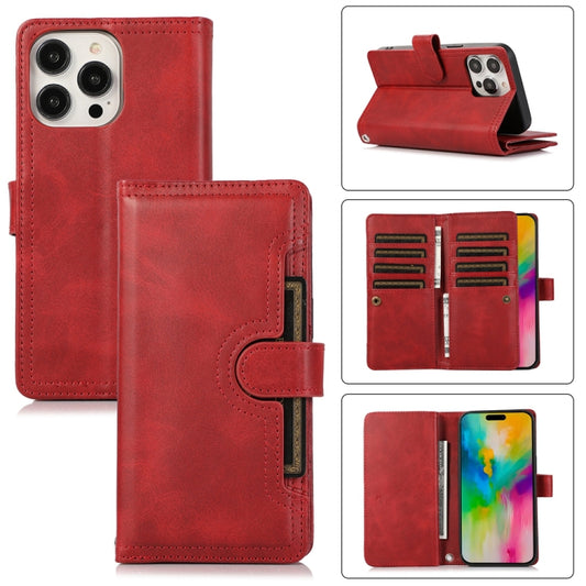 For iPhone 16 Pro Max Wristband Card Slot Leather Phone Case(Red) - iPhone 16 Pro Max Cases by buy2fix | Online Shopping UK | buy2fix