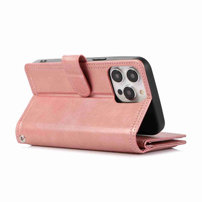 For iPhone 16 Pro Wristband Card Slot Leather Phone Case(Rose Gold) - iPhone 16 Pro Cases by buy2fix | Online Shopping UK | buy2fix