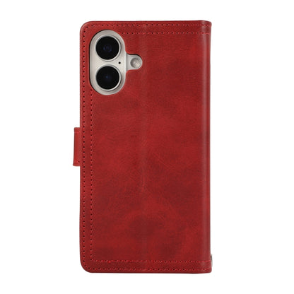 For iPhone 16 Plus Wristband Card Slot Leather Phone Case(Red) - iPhone 16 Plus Cases by buy2fix | Online Shopping UK | buy2fix