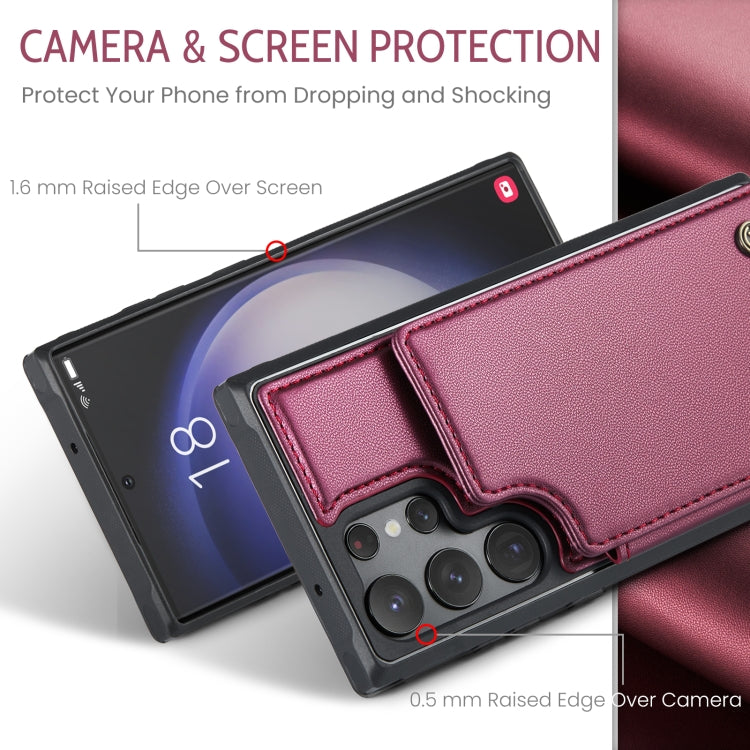 For Samsung Galaxy S23 Ultra 5G CaseMe C22 Card Slots Holder RFID Anti-theft Phone Case(Wine Red) - Galaxy S23 Ultra 5G Cases by CaseMe | Online Shopping UK | buy2fix