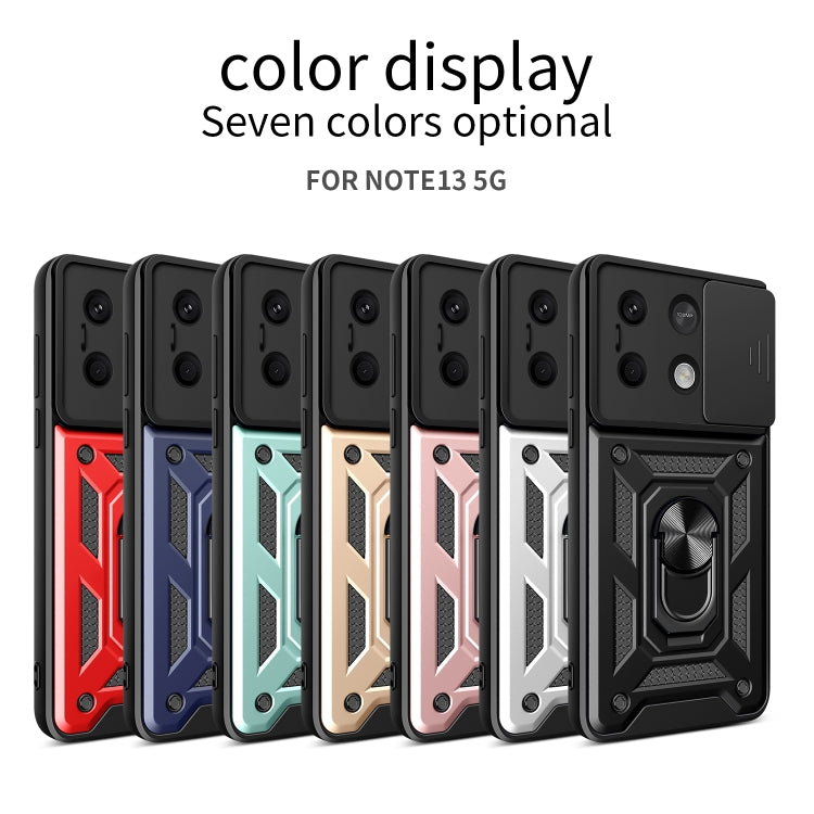 For Xiaomi Redmi Note 13 5G Sliding Camera Cover Design TPU Hybrid PC Phone Case(Mint Green) - Note 13 Cases by buy2fix | Online Shopping UK | buy2fix