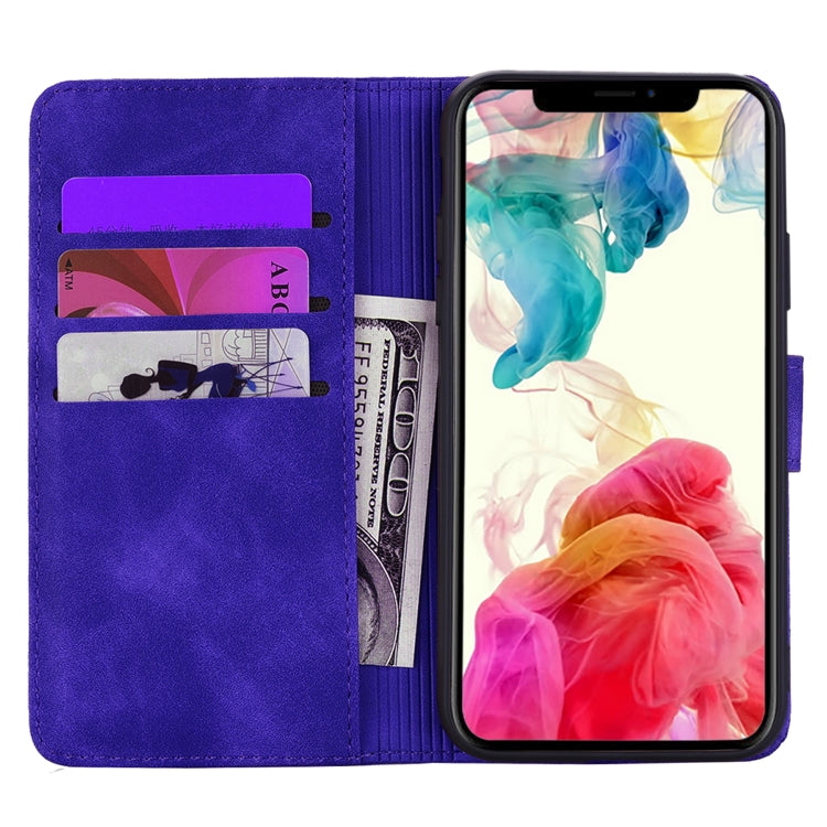 For iPhone 16 Plus Mandala Embossed Dual-Fold Calf Leather Phone Case(Purple) - iPhone 16 Plus Cases by buy2fix | Online Shopping UK | buy2fix