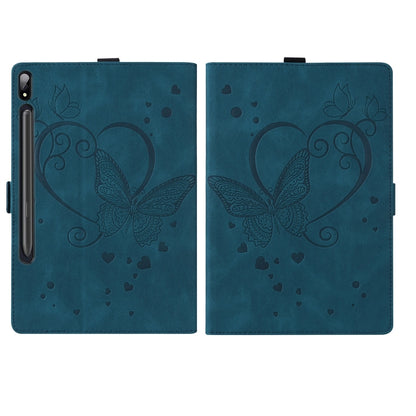 For Samsung Galaxy Tab S9 FE Love Butterfly Embossed Leather Tablet Case(Blue) - Other Galaxy Tab PC by buy2fix | Online Shopping UK | buy2fix